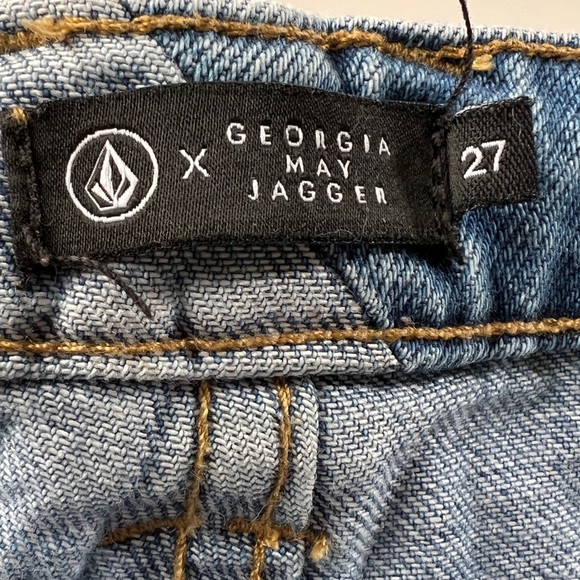Volcom Georgia May Jagger GMJ Boyfriend Grommet Jean Light Blue Size 27 - Picture 3 of 15